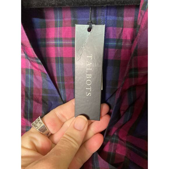 Talbots Plaid Faux Wrap Blouse with Side Zipper Size 4P - Picture 6 of 12